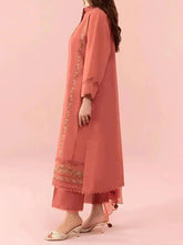 Grace Z-(S587) - Stitched Embroidered 3pc Lawn dress with Embroidered chiffon dupatta.